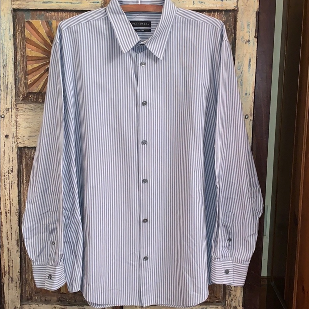Via Europa men’s long sleeve button shirt gray XL